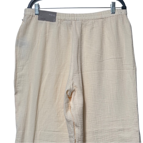 {Soft Surroundings} "Key Biscayne Wide Leg Full Length" Ivory Gauze Pants - Picture 7 of 8